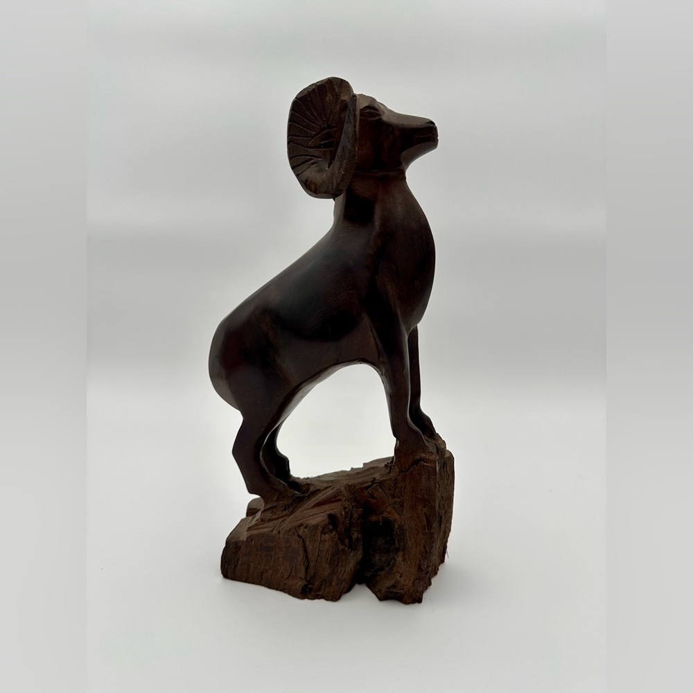Vintage Ironwood Sculpture of a Ram